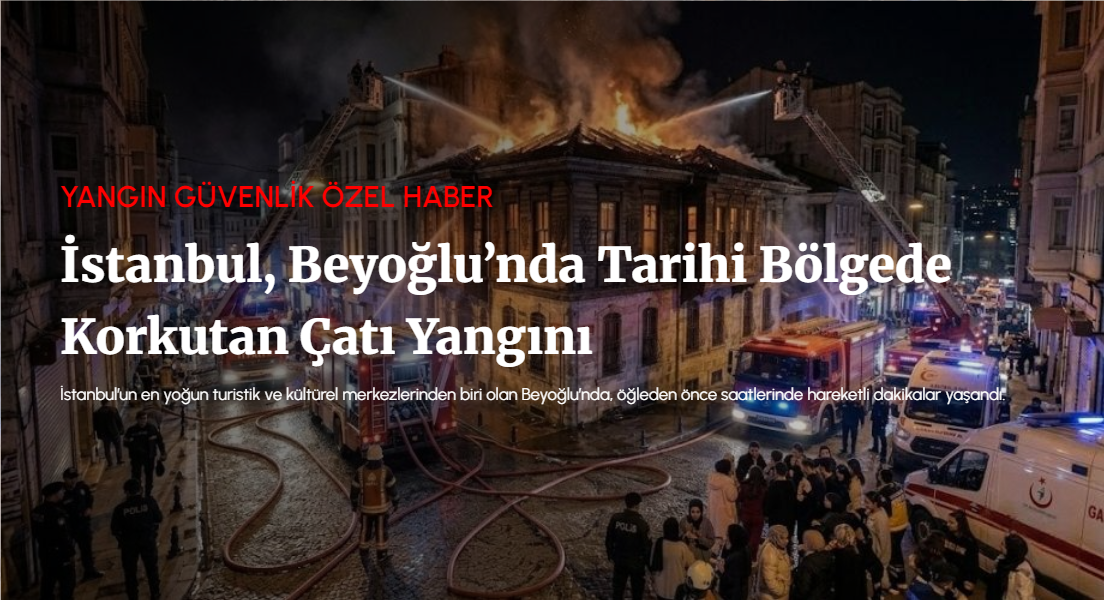İstanbul, Beyoğlu’nda Tarihi Bölgede Korkutan Çatı Yangını