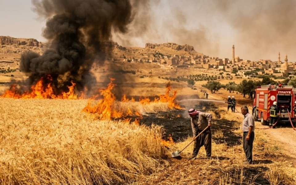 Mardin'de Tarım Alanlarında Hasat Öncesi Buğday Yangınları